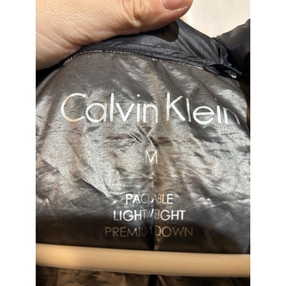 Calvin Klein Packable Lightweight Premium Goose Down Puffer Coat Med Hood Black - Picture 5 of 11